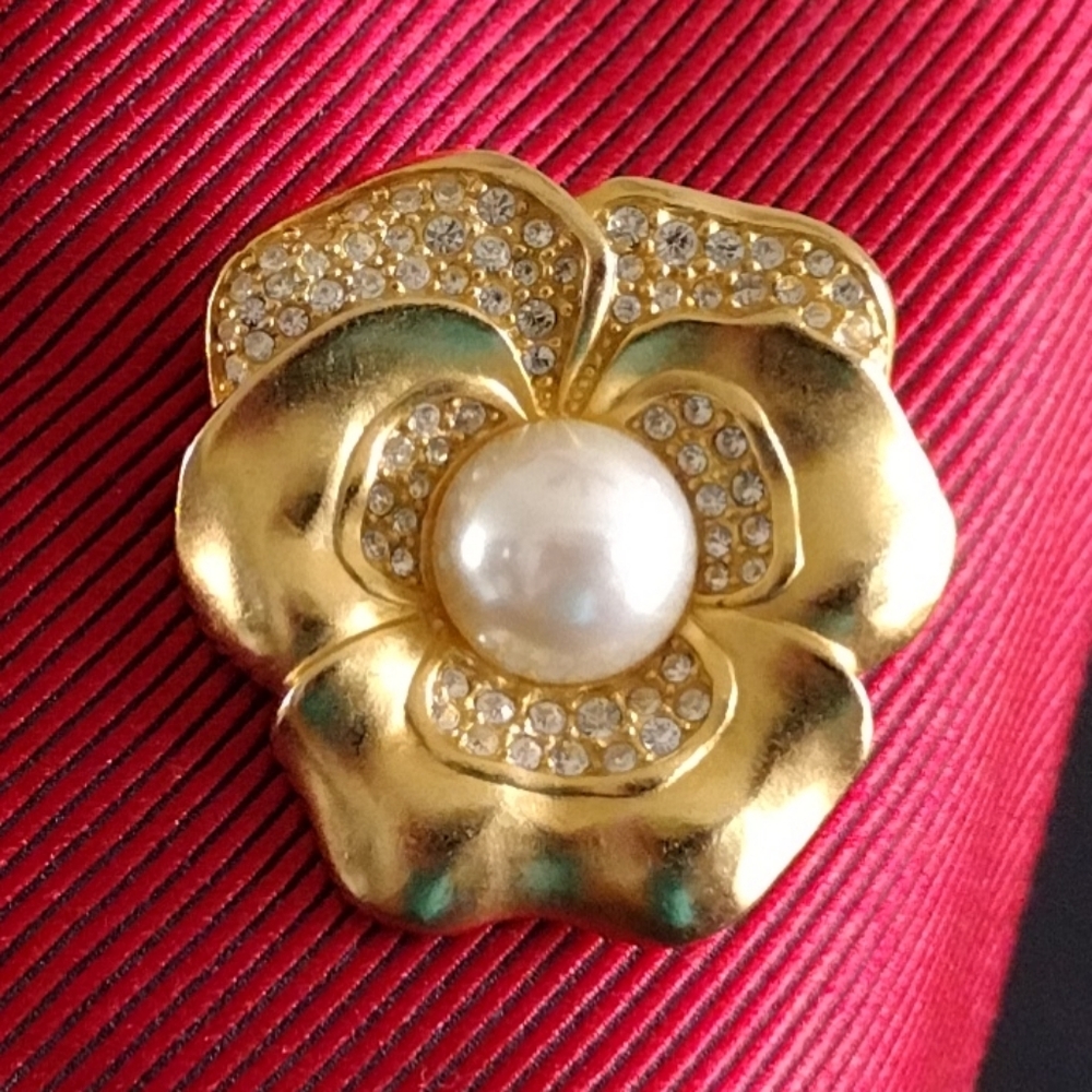 Swarovski Pave Crystal Pansy Gold-Tone Brooch